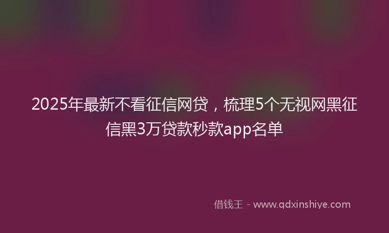 2025年最新不看征信网贷，梳理5个无视网黑征信黑3万贷款秒款app名单