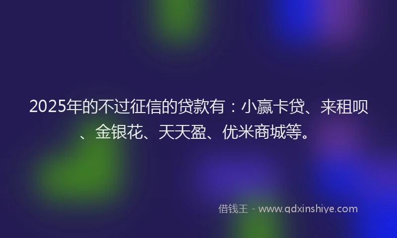 2025年的不过征信的贷款有：小赢卡贷、来租呗、金银花、天天盈、优米商城等。