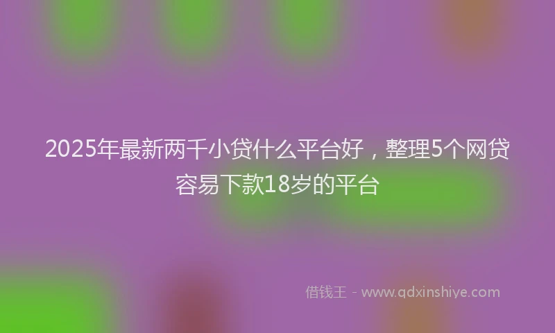 2025年最新两千小贷什么平台好，整理5个网贷容易下款18岁的平台