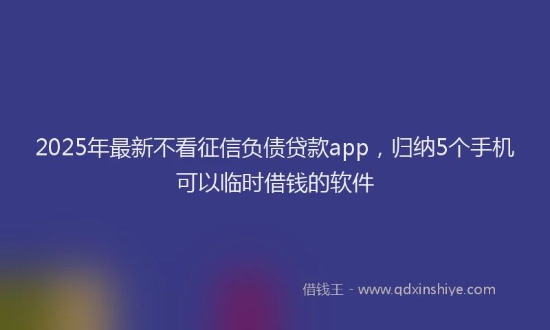 2025年最新不看征信负债贷款app，归纳5个手机可以临时借钱的软件
