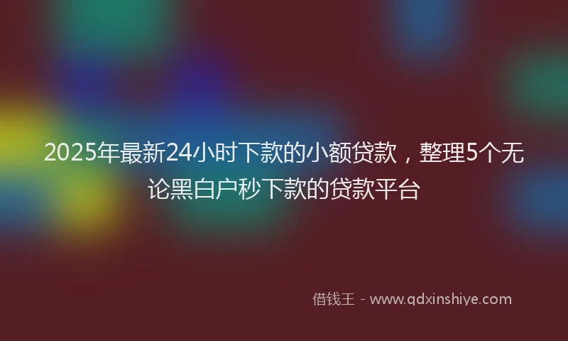 2025年最新24小时下款的小额贷款，整理5个无论黑白户秒下款的贷款平台