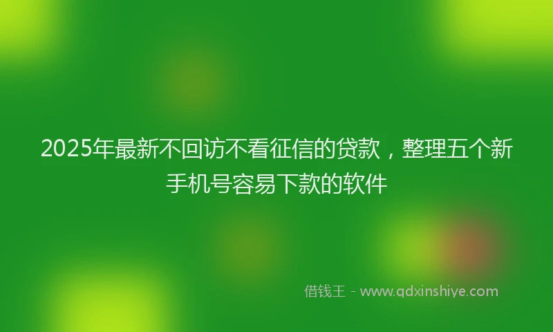 2025年最新不回访不看征信的贷款，整理五个新手机号容易下款的软件