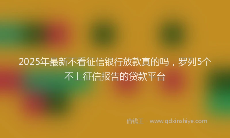 2025年最新不看征信银行放款真的吗，罗列5个不上征信报告的贷款平台
