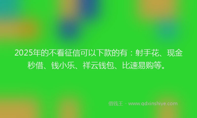 2025年的不看征信可以下款的有：射手花、现金秒借、钱小乐、祥云钱包、比速易购等。