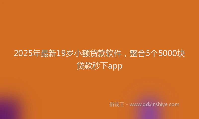 2025年最新19岁小额贷款软件，整合5个5000块贷款秒下app