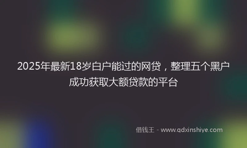 2025年最新18岁白户能过的网贷，整理五个黑户成功获取大额贷款的平台