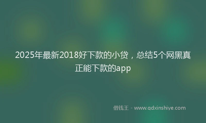 2025年最新2018好下款的小贷，总结5个网黑真正能下款的app