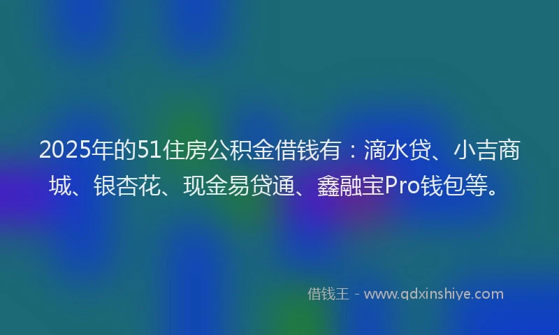 2025年的51住房公积金借钱有：滴水贷、小吉商城、银杏花、现金易贷通、鑫融宝Pro钱包等。