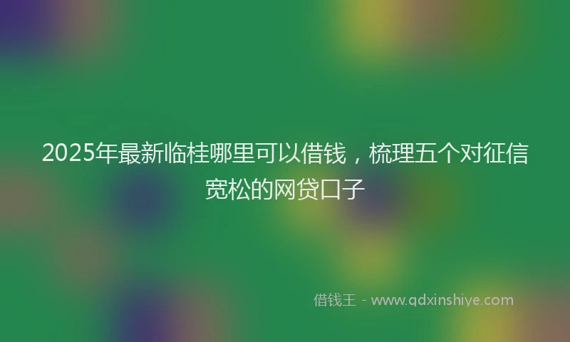 2025年最新临桂哪里可以借钱，梳理五个对征信宽松的网贷口子