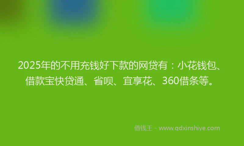 2025年的不用充钱好下款的网贷有：小花钱包、借款宝快贷通、省呗、宜享花、360借条等。