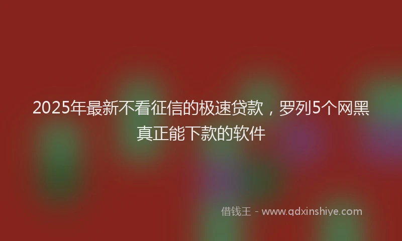 2025年最新不看征信的极速贷款，罗列5个网黑真正能下款的软件