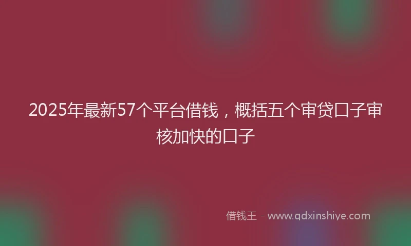 2025年最新57个平台借钱，概括五个审贷口子审核加快的口子