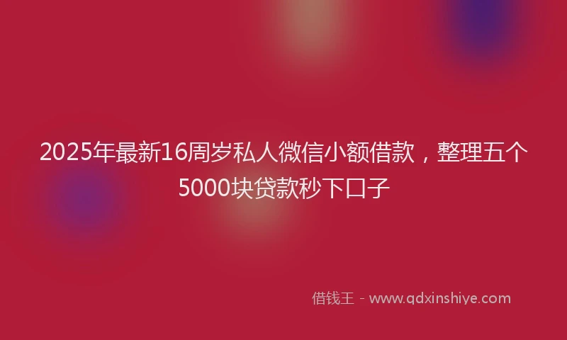 2025年最新16周岁私人微信小额借款，整理五个5000块贷款秒下口子