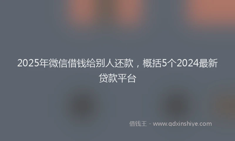2025年微信借钱给别人还款，概括5个2024最新贷款平台