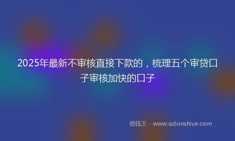 2025年最新不审核直接下款的，梳理五个审贷口子审核加快的口子