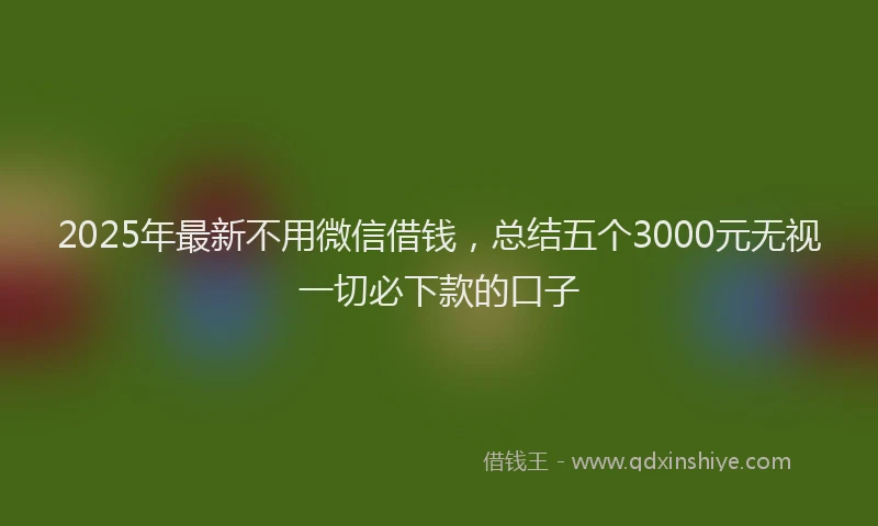 2025年最新不用微信借钱，总结五个3000元无视一切必下款的口子