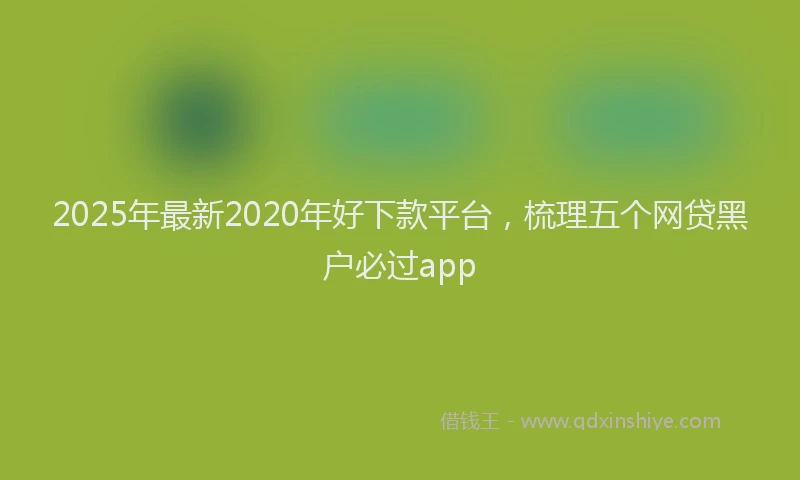 2025年最新2020年好下款平台，梳理五个网贷黑户必过app