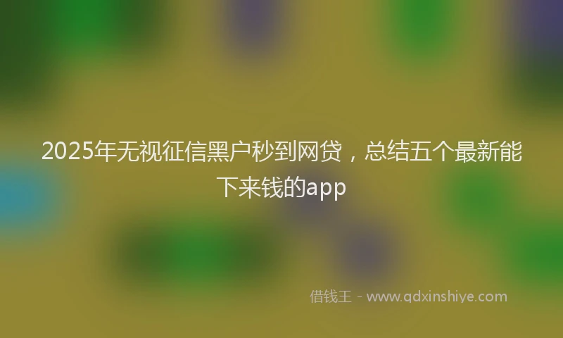 2025年无视征信黑户秒到网贷，总结五个最新能下来钱的app