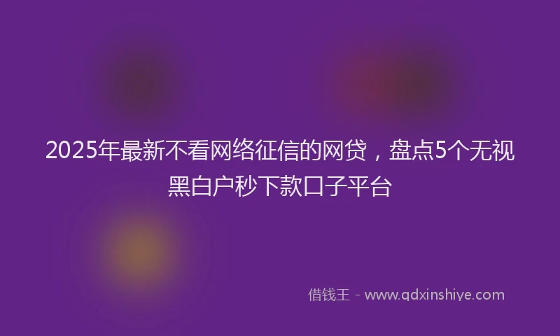 2025年最新不看网络征信的网贷，盘点5个无视黑白户秒下款口子平台
