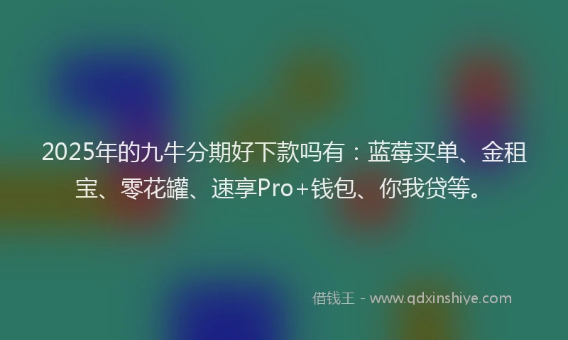 2025年的九牛分期好下款吗有：蓝莓买单、金租宝、零花罐、速享Pro+钱包、你我贷等。