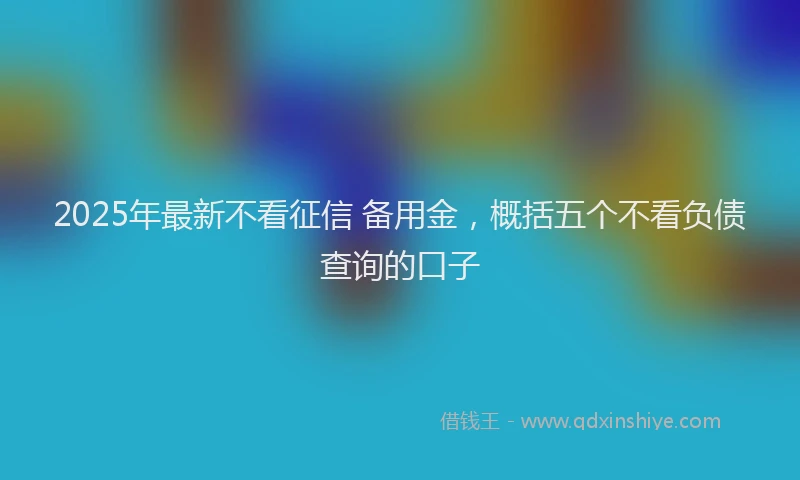 2025年最新不看征信 备用金，概括五个不看负债查询的口子