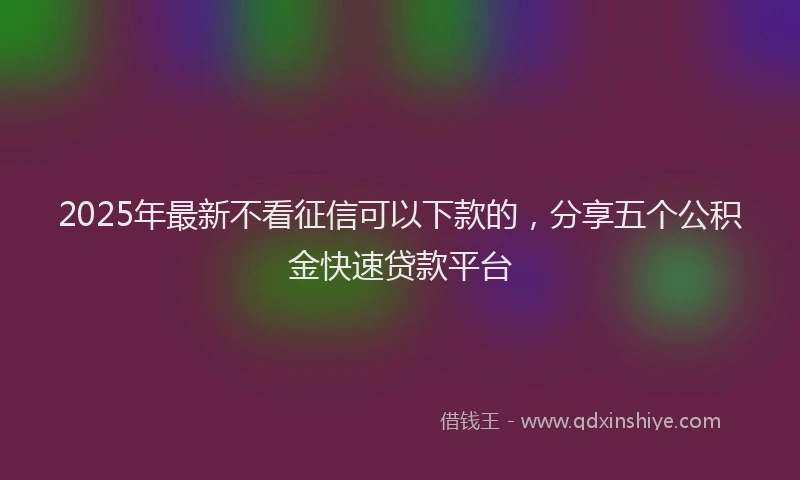 2025年最新不看征信可以下款的，分享五个公积金快速贷款平台