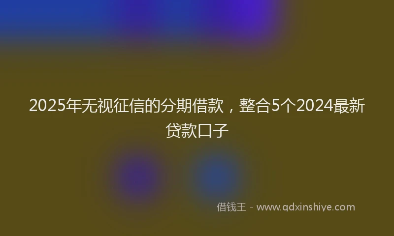 2025年无视征信的分期借款，整合5个2024最新贷款口子