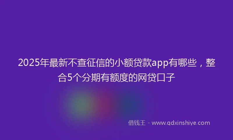 2025年最新不查征信的小额贷款app有哪些，整合5个分期有额度的网贷口子