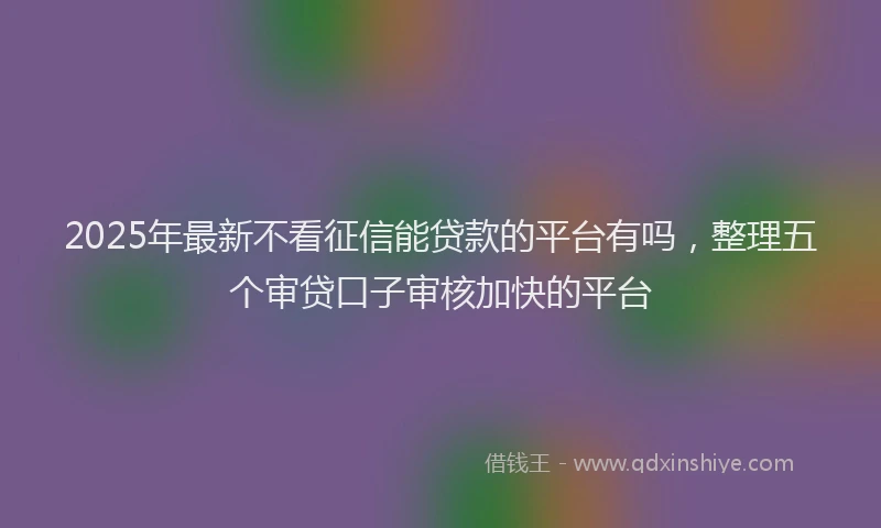 2025年最新不看征信能贷款的平台有吗，整理五个审贷口子审核加快的平台