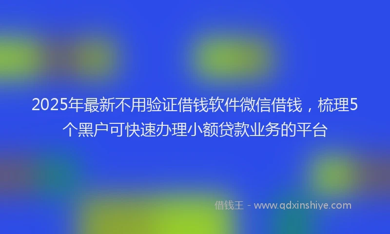 2025年最新不用验证借钱软件微信借钱，梳理5个黑户可快速办理小额贷款业务的平台