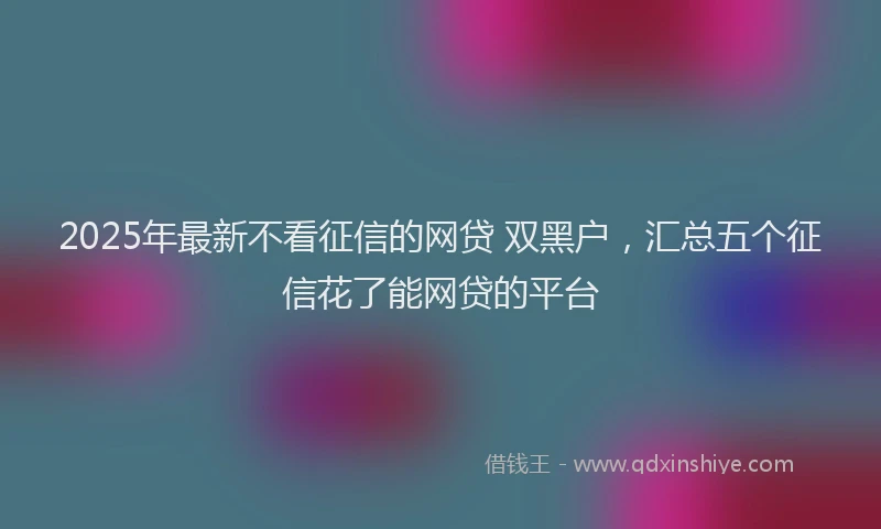 2025年最新不看征信的网贷 双黑户，汇总五个征信花了能网贷的平台