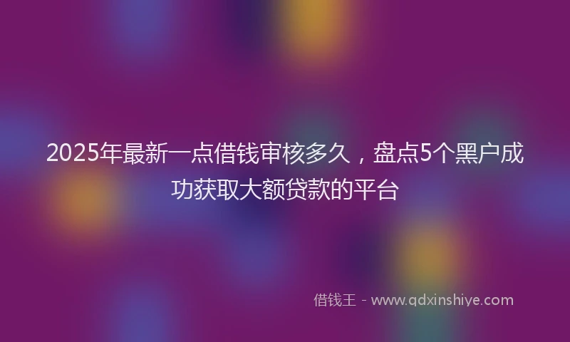 2025年最新一点借钱审核多久，盘点5个黑户成功获取大额贷款的平台