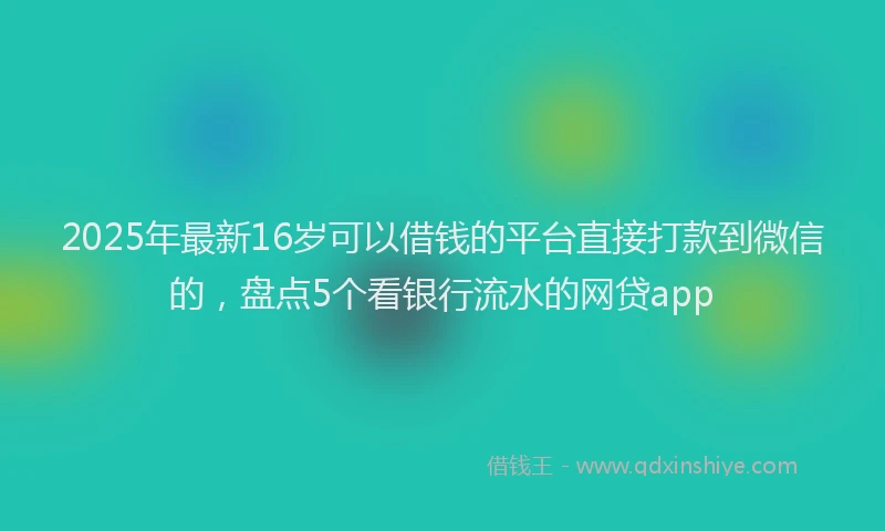 2025年最新16岁可以借钱的平台直接打款到微信的，盘点5个看银行流水的网贷app