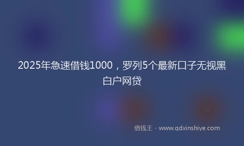 2025年急速借钱1000，罗列5个最新口子无视黑白户网贷
