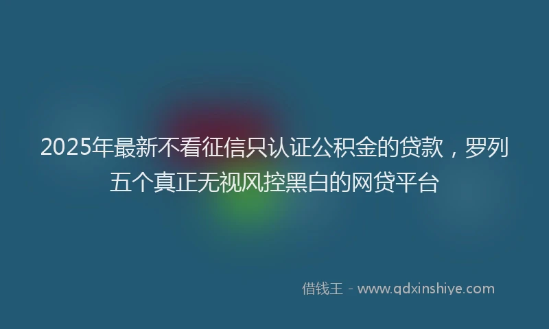 2025年最新不看征信只认证公积金的贷款，罗列五个真正无视风控黑白的网贷平台
