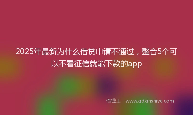 2025年最新为什么借贷申请不通过，整合5个可以不看征信就能下款的app