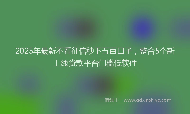 2025年最新不看征信秒下五百口子，整合5个新上线贷款平台门槛低软件
