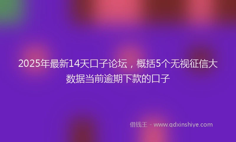 2025年最新14天口子论坛，概括5个无视征信大数据当前逾期下款的口子