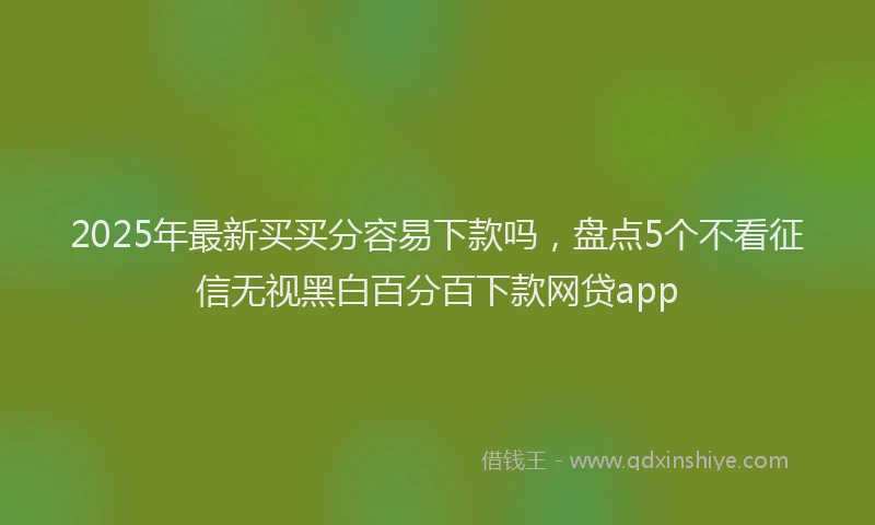 2025年最新买买分容易下款吗，盘点5个不看征信无视黑白百分百下款网贷app