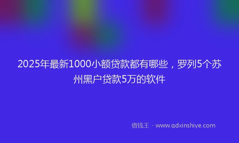 2025年最新1000小额贷款都有哪些，罗列5个苏州黑户贷款5万的软件