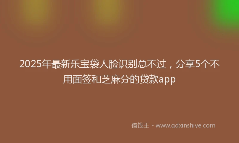 2025年最新乐宝袋人脸识别总不过，分享5个不用面签和芝麻分的贷款app