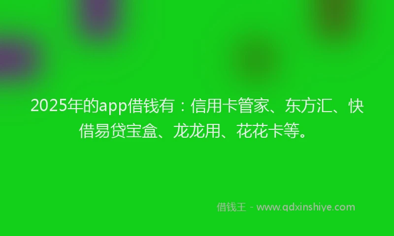 2025年的app借钱有：信用卡管家、东方汇、快借易贷宝盒、龙龙用、花花卡等。