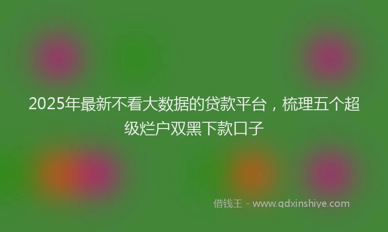 2025年最新不看大数据的贷款平台，梳理五个超级烂户双黑下款口子