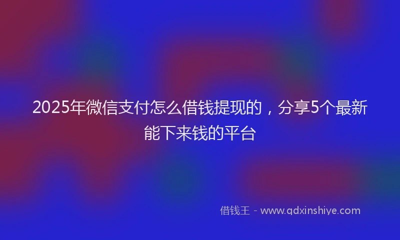 2025年微信支付怎么借钱提现的，分享5个最新能下来钱的平台