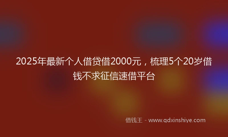 2025年最新个人借贷借2000元，梳理5个20岁借钱不求征信速借平台