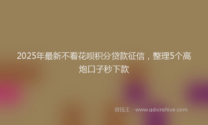 2025年最新不看花呗积分贷款征信，整理5个高炮口子秒下款