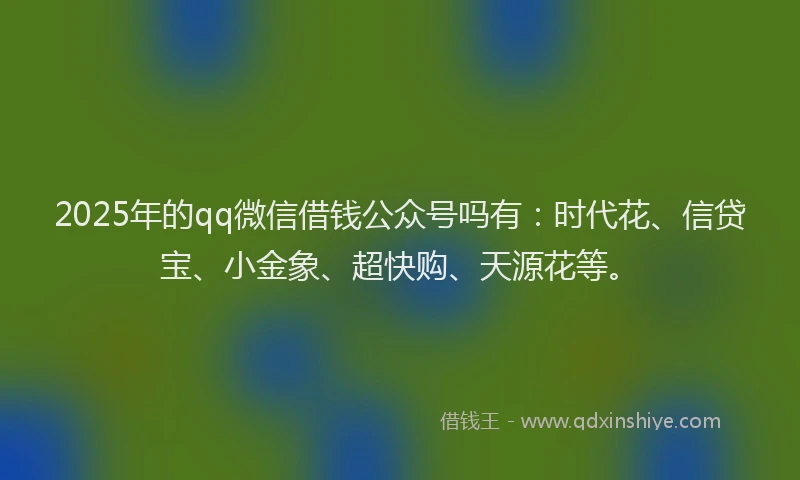 2025年的qq微信借钱公众号吗有：时代花、信贷宝、小金象、超快购、天源花等。