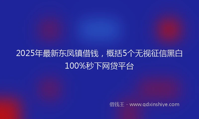 2025年最新东凤镇借钱，概括5个无视征信黑白100%秒下网贷平台