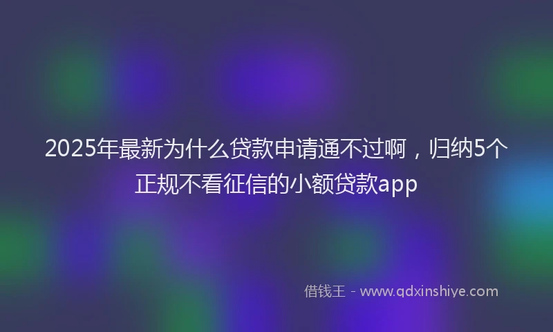 2025年最新为什么贷款申请通不过啊，归纳5个正规不看征信的小额贷款app