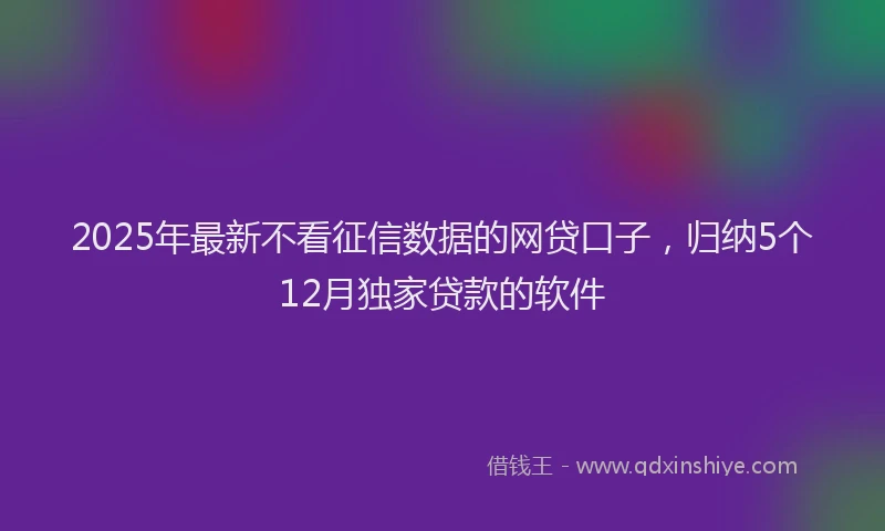 2025年最新不看征信数据的网贷口子，归纳5个12月独家贷款的软件